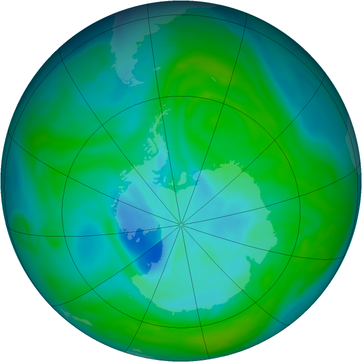 Antarctic ozone map for 26 December 2005